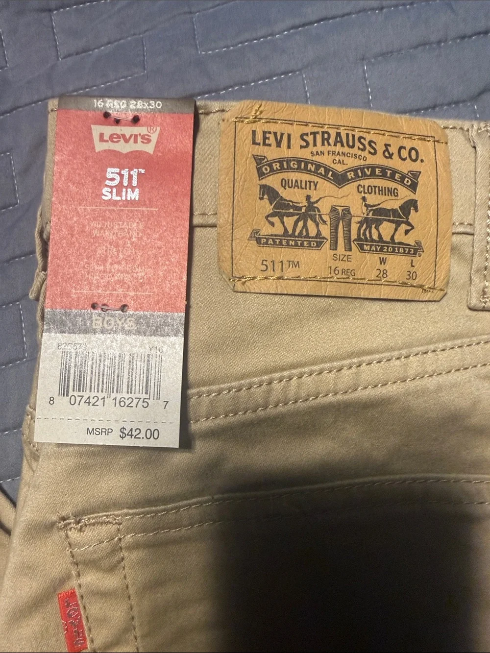 Levi's Boys Tan Straight-Leg Casual Pants